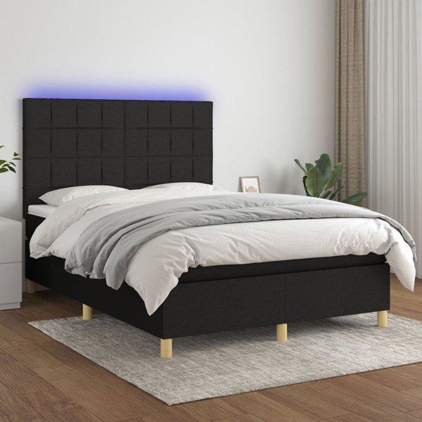 vidaXL Κρεβάτι κοντινεντάλ με στρώμα, μαύρο, 140 x 200 εκ, ύφασμα