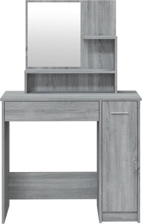vidaXL Toaletka z lustrem szary dab sonoma 86,5x35x136 cm