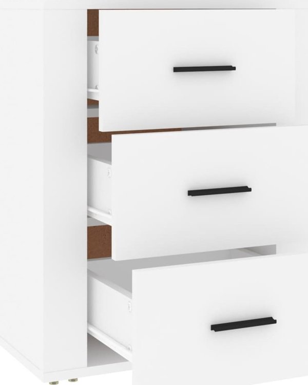vidaXL Szafka nocna, λευκή, 50x36x60 cm, υλικό ξύλου στερεάς ξύλου