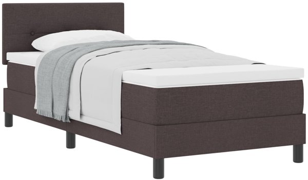 vidaXL Κρεβάτι Box Spring με Στρώμα, Σκούρο Καφέ Ύφασμα, 90x200 εκ.