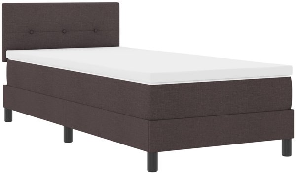 vidaXL Κρεβάτι Box Spring με Στρώμα, Σκούρο Καφέ Ύφασμα, 90x200 εκ.