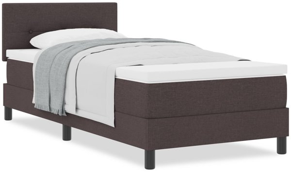 vidaXL Κρεβάτι Box Spring με Στρώμα, Σκούρο Καφέ Ύφασμα, 90x200 εκ.