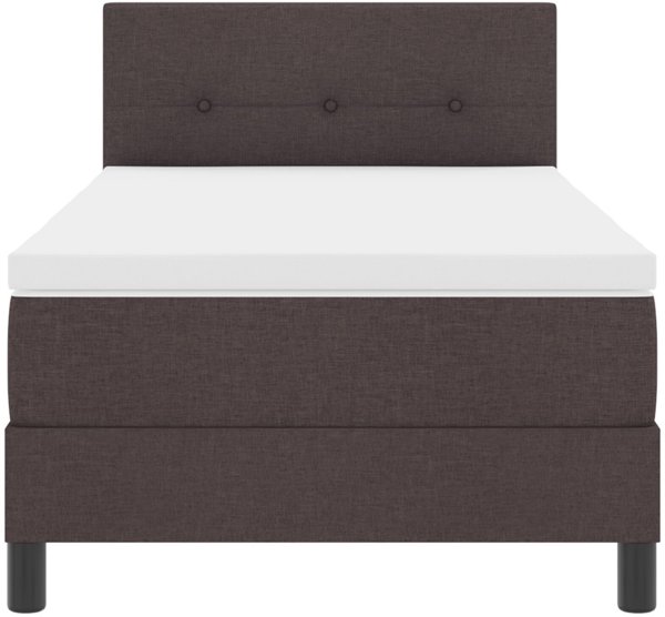 vidaXL Κρεβάτι Box Spring με Στρώμα, Σκούρο Καφέ Ύφασμα, 90x200 εκ.