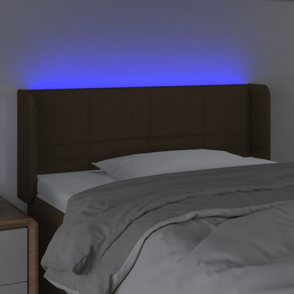 vidaXL Κεφαλάρι Κρεβατιού με LED, Σκούρο Καφέ, 93x16x78/88 cm, Υφασμάτινο