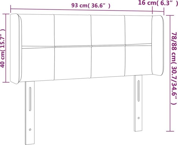 vidaXL Κεφαλάρι Κρεβατιού με LED, Σκούρο Καφέ, 93x16x78/88 cm, Υφασμάτινο