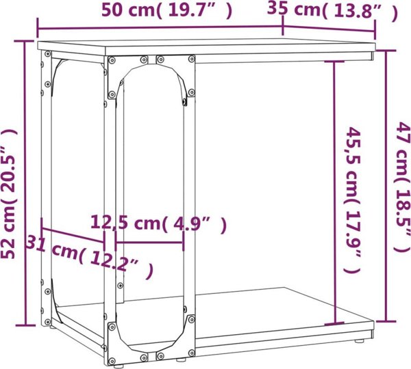 vidaXL Πλαϊνό Τραπέζι, Sonoma Δρυς, 50x35x52 εκ., Υλικό Ξύλινης Προέλευσης