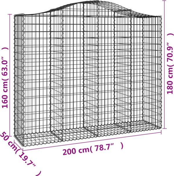 vidaXL Καλάθια γκαμπιόν 10 τεμάχια, 200x50x160/180 cm, γαλβανισμένο σίδερο