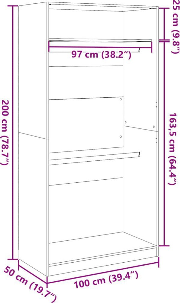 vidaXL Ντουλάπα Λευκή, 100x50x200 εκ., Ξυλοπολυμερές Υλικό