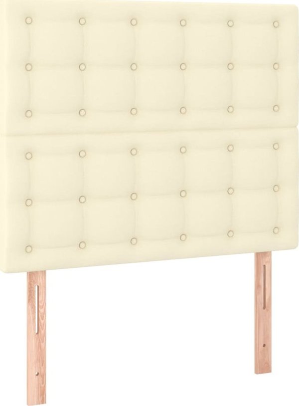 vidaXL Lozko kontynentalne z LED, materac, kremowe, ekoskora 90x190 cm