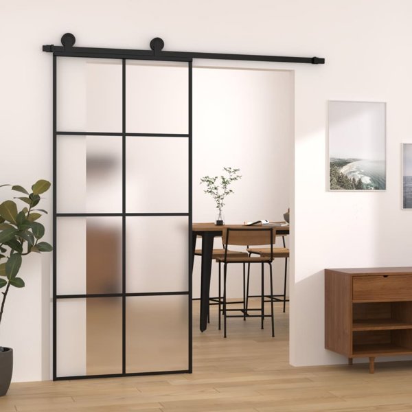 vidaXL Συρόμενη πόρτα με εξαρτήματα 90x205 cm, γυαλί ESG και αλουμίνιο