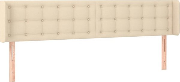 vidaXL Zaglowek do lozka z LED, kremowy, 203x16x78/88 cm, tkanina