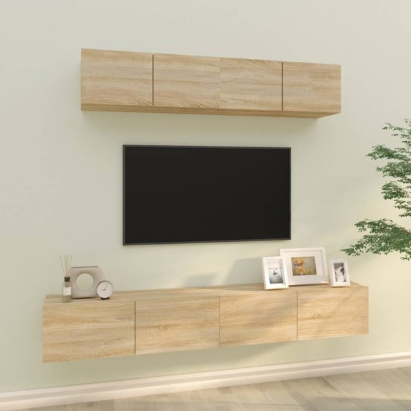vidaXL Σετ 4 ντουλάπια TV, δρυς σονόμα, σύνθετο ξύλο