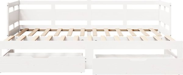 vidaXL Καναπές-Κρεβάτι με Συρτάρια, Λευκός, 90x200 cm, Πεύκο