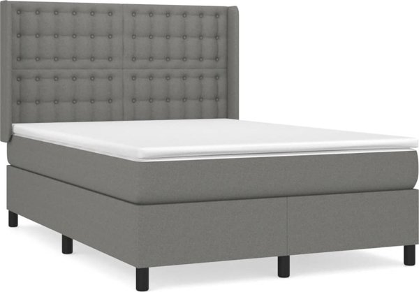 vidaXL Κρεβάτι κοντινεντάλ 140x200 cm υφασμάτινο σκούρο γκρι