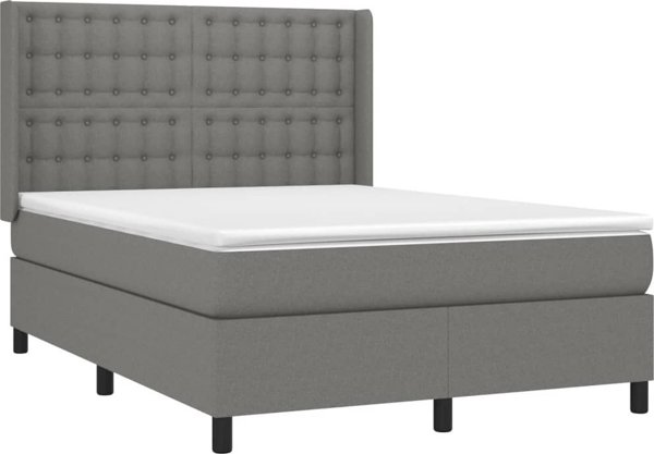 vidaXL Κρεβάτι κοντινεντάλ 140x200 cm υφασμάτινο σκούρο γκρι