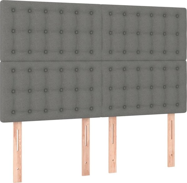 vidaXL Κρεβάτι κοντινεντάλ 140x200 cm υφασμάτινο σκούρο γκρι