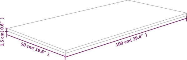 vidaXL Blat do lazienki, jasnobrazowy, 100x50x1,5 cm, lite drewno