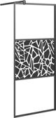 vidaXL πάνελ ντους 80x195 cm, γυαλί ESG, σχέδιο πέτρας, μαύρο
