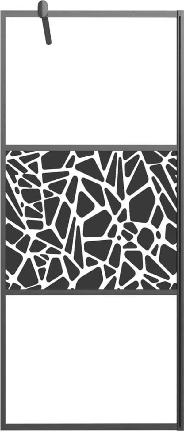 vidaXL πάνελ ντους 80x195 cm, γυαλί ESG, σχέδιο πέτρας, μαύρο