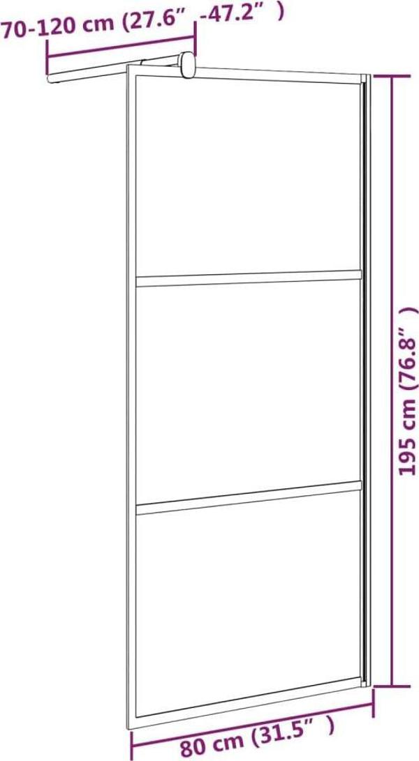 vidaXL πάνελ ντους 80x195 cm, γυαλί ESG, σχέδιο πέτρας, μαύρο