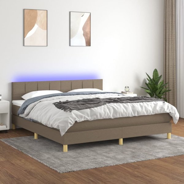 vidaXL Κρεβάτι κοντινένταλ με στρώμα, μπεζ (taupe), 180x200 εκ, υφασμάτινο