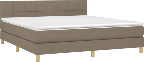 vidaXL Κρεβάτι κοντινένταλ με στρώμα, μπεζ (taupe), 180x200 εκ, υφασμάτινο