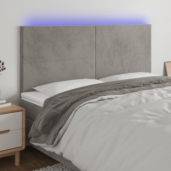 vidaXL Κεφαλάρι Κρεβατιού με LED, Ανοιχτό Γκρι Αφρός 160x5x118/128 εκ.