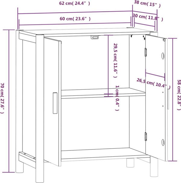 vidaXL Ντουλάπι, λευκό, 62x38x70 εκ., σύνθετο ξύλο