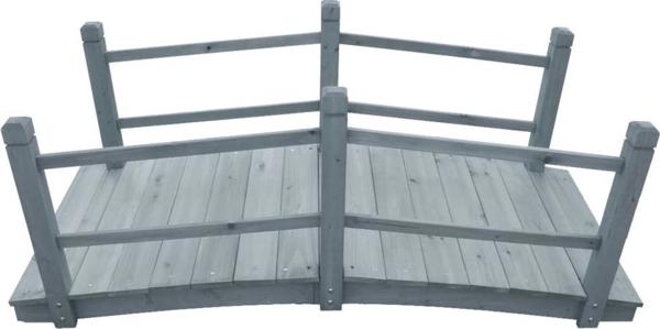vidaXL ξύλινη γέφυρα κήπου, γκρι, 140x60x56 cm, συμπαγές ξύλο ελάτου