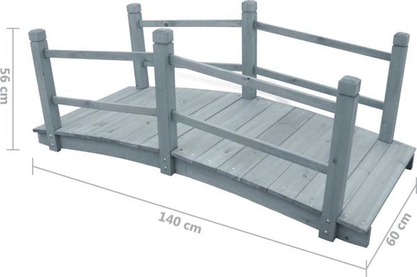 vidaXL ξύλινη γέφυρα κήπου, γκρι, 140x60x56 cm, συμπαγές ξύλο ελάτου