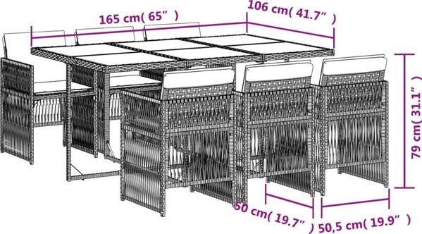 vidaXL 7-τεμ. σετ κήπου με μαξιλάρια, ανάμεικτο μπεζ