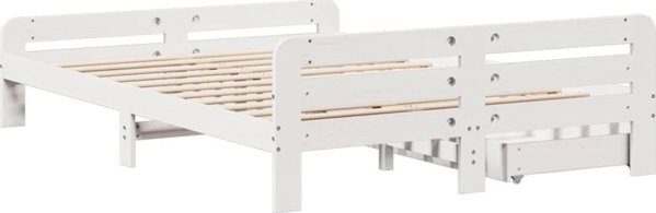 Σκελετός κρεβατιού λευκός 160x200 εκ. μασίφ πεύκο