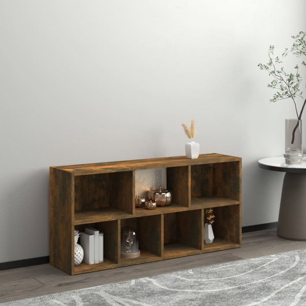 vidaXL Ράφι βιβλιοθηκών, καπνισμένο δρυς, 50x25x106 cm