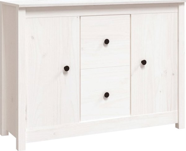 vidaXL Komoda, biala, 100x35x74 cm, lite drewno sosnowe