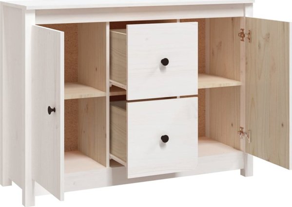 vidaXL Komoda, biala, 100x35x74 cm, lite drewno sosnowe