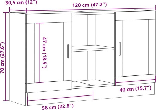 vidaXL Ντουλάπι δρυς artisan 120x30,5x70 εκ.