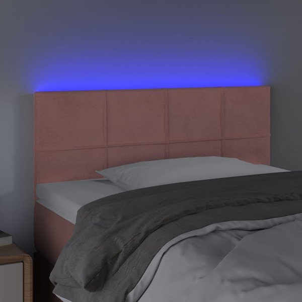 vidaXL Κεφαλάρι κρεβατιού με LED ροζ 100x5x78/88 εκ. βελούδο