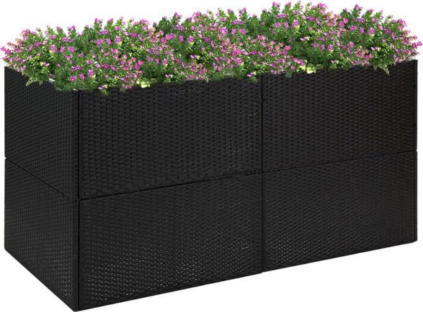 vidaXL Donica ogrodowa, czarna, 157x80x80 cm, rattan PE