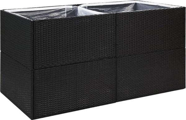 vidaXL Donica ogrodowa, czarna, 157x80x80 cm, rattan PE