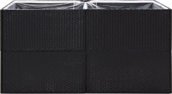 vidaXL Donica ogrodowa, czarna, 157x80x80 cm, rattan PE