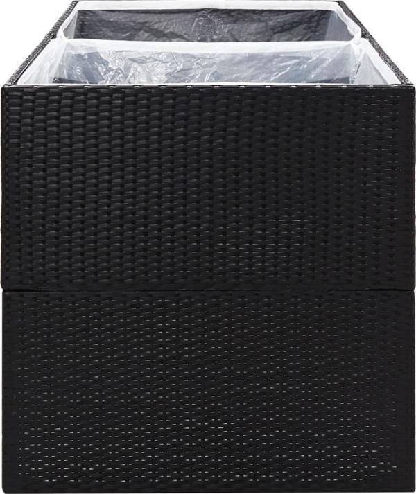 vidaXL Donica ogrodowa, czarna, 157x80x80 cm, rattan PE