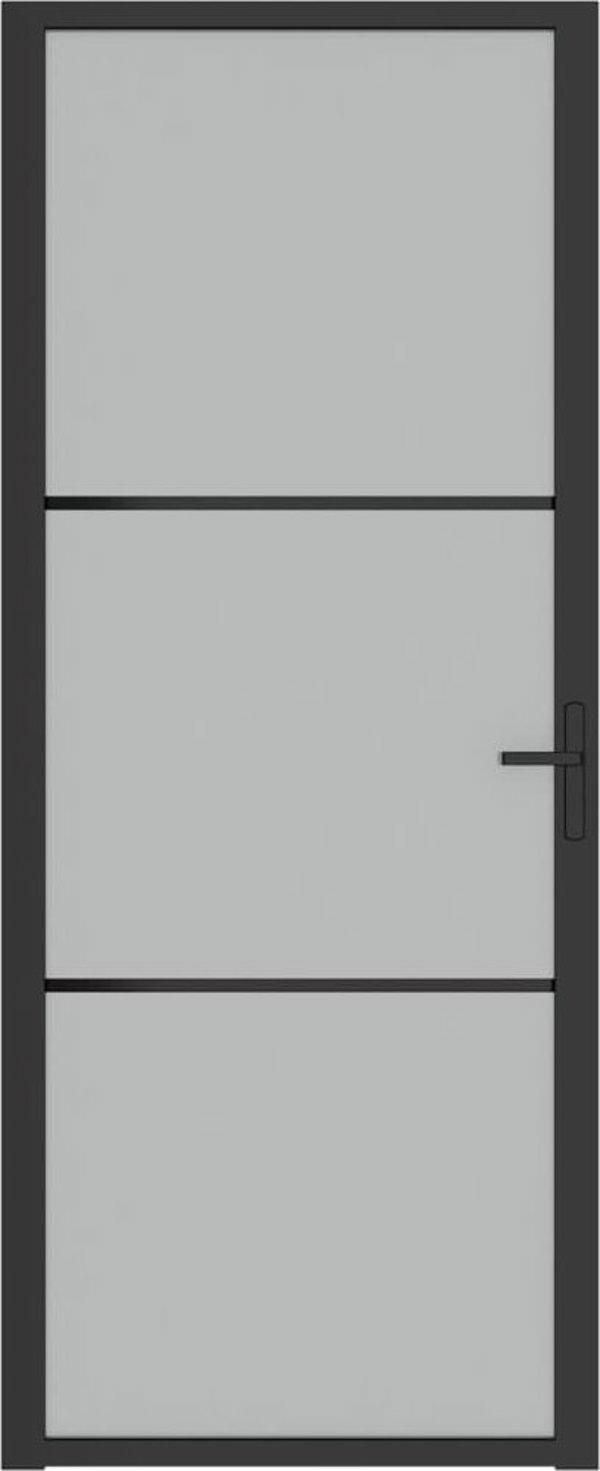 vidaXL Drzwi wewnetrzne, 83x201,5 cm, czarne, matowe szklo i aluminium