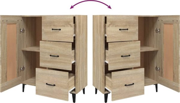 vidaXL Komoda, δρυς Sonoma, 69,5x34x90 cm, υλικό ξύλου