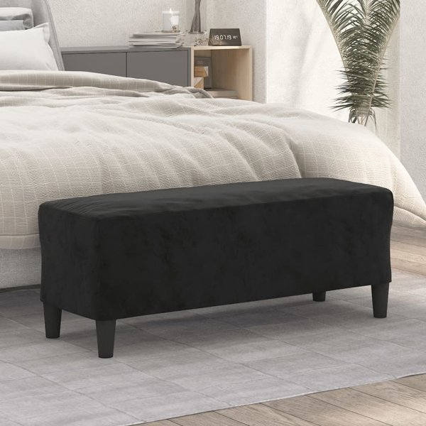 vidaXL Πάγκος, μαύρος, 100x35x41 cm, επενδυμένος με βελούδο