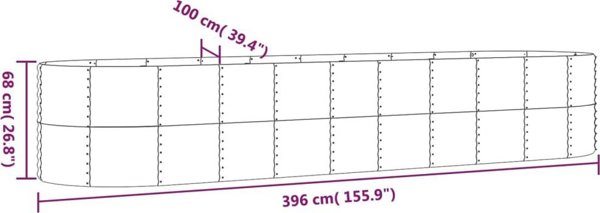 vidaXL vidaXL Donica ogrodowa, malowana proszkowo stal, 396x100x68 cm zielona