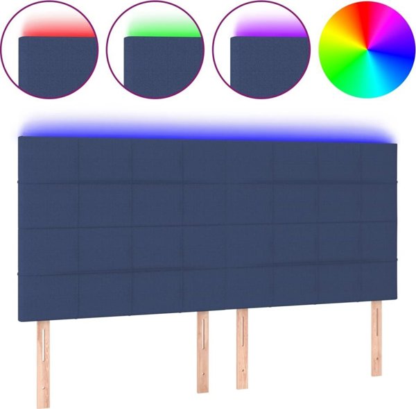 vidaXL Κεφαλάρι κρεβατιού με LED, μπλε, 160x5x118/128 cm, ύφασμα