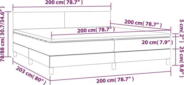 vidaXL Κρεβάτι κοντινένταλ με στρώμα, κρεμ, ύφασμα, 200 x 200 εκ