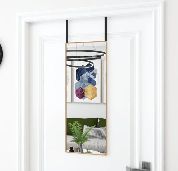 vidaXL Καθρέπτης για πόρτες, χρυσός, 30 x 80 cm, γυαλί και αλουμίνιο