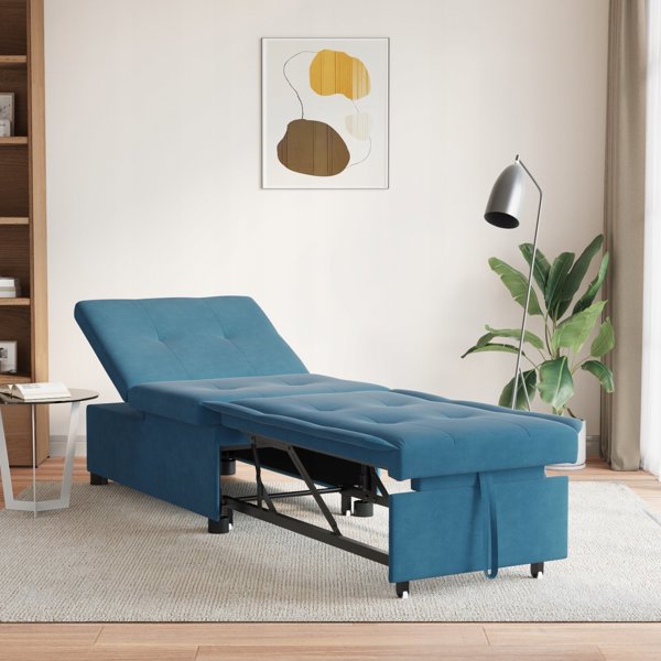 vidaXL Καναπές-Κρεβάτι 194 x 67 x 82 εκ. από Βελούδο - Μπλε