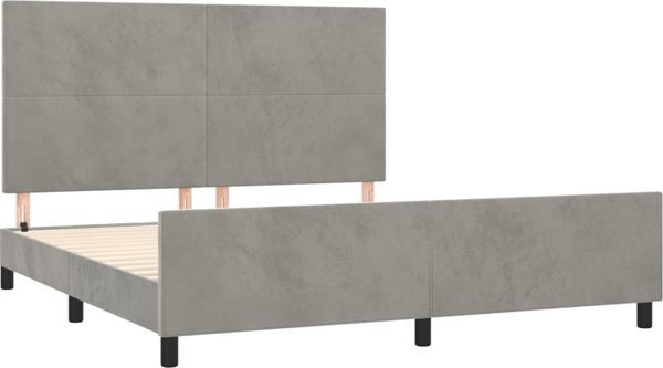 vidaXL Rama κρεβατιού με κεφαλάρι, ανοιχτό γκρι, 180x200 cm, βελούδινη